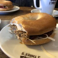 Sausage bagel at 3 Three's Coffee Lounge in Birmingham