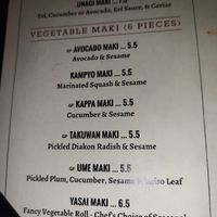 Sushi menu at Sarah Street Grill in Stroudsburg