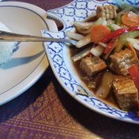 Thai basil with tofu at Nakorn Thai Cuisine in Brunswick