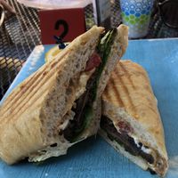 Portobello sandwich with Daiya vegan cheese at Cafe Soleil in Springdale