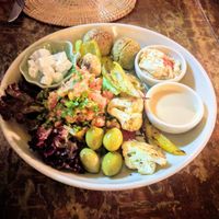 Falafel plate with feta, fresh and very tasty! at Greenlight Cafe & Bar in Koh Samui