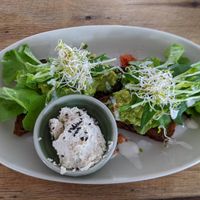 Avocado toast with vegan feta cheese at Greenlight Cafe & Bar in Koh Samui
