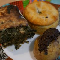 Lasagne, Vegetable pie, Roasted potato.  at Le Potager du Marais - Take Away in Paris