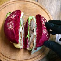 red burger at One Planet in Kyiv