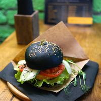 black burger   at One Planet in Kyiv