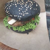 The pink burger but with the black bun as they had run out of pink ones at One Planet in Kyiv