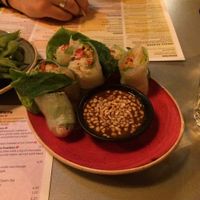 Vegan fresh spring rolls with peanut hoisin sauce. at Tampopo in Manchester