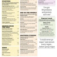Vegan menu  at Tampopo in Manchester