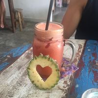 orange, waterlemon, ananas smoothie at The Spicy Coconut in Seminyak