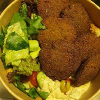 Take away vegan falafel dish (it doesn't come as a sandwich) at Oburus Momus in Kas