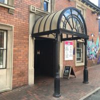 The entrance to The Harley - head upstairs for the Moon Unit's Tea Emporium. at Moon Unit's Tea Emporium in Sheffield