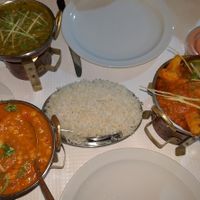 spinach potato, yellow pea daal, cauliflower potato at Shalimar in Lagos