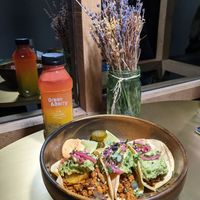 tacos (they came cold😒) at Green&Berry in Barcelona