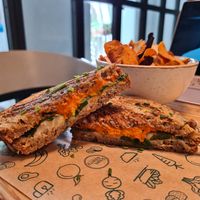 Vegan grilled cheese at Green&Berry in Barcelona