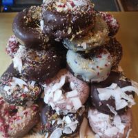 So many Doughnuts!! at Green&Berry in Barcelona
