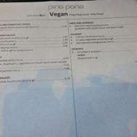 the vegan menu at Ping Pong Dim Sum in South East London