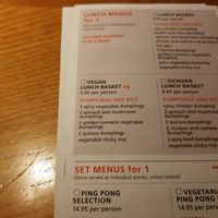 Menu at Ping Pong Dim Sum in South East London