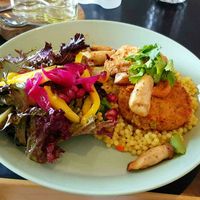 The course of the day. Aside from the couscous, mushrooms and salad, I can't recall exactly what the meal was, other than that it was vegan and delicious! at Aalto Bistro in Reykjavik