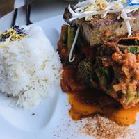 Leckere vegane Auswahl ( Bio Seitan Steak)  at Die Röhre in Unterach Am Attersee