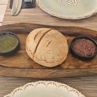 Home made, fresh foccacia with home made dips of the day at Yard of Taste in Zakynthos