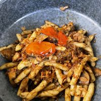 Delicious pasta with mushrooms, chick*n… So good!  at Yard of Taste in Zakynthos