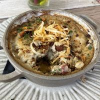 Moussaka with eggplants, zucchini… Delicious!  at Yard of Taste in Zakynthos