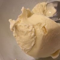 Saffron lemon coconut vegan ice cream at Fifty Licks in Portland