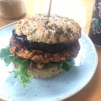 Vegan burger   at Sol Natural Foods in Darra