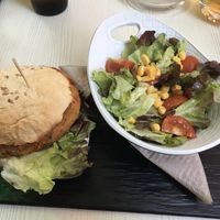 Vegan burger  at Green Iguana Bar in Malaga