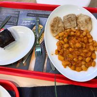 Beans with “chicken” steak at VegUp - IPA Business Center in Bucharest