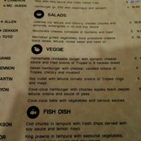 the vegan section in the menu at Star Pub in Sorrento