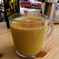 Golden milk at Dosa Bar in Tel Aviv