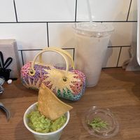 Chips & guacamole + horchata 💃  at Taqueria La Venganza in Oakland