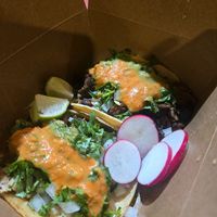 Pollo and Asada tacos at Taqueria La Venganza in Oakland