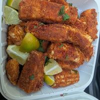 Breaded and fried corn at Taqueria La Venganza in Oakland