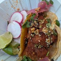 Fried chicken taco at Taqueria La Venganza in Oakland