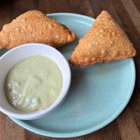 Vegan Sambusa w/ Avocado Aioli (vegan) at Teff in Stamford