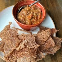 Ful w/ Injera Chips (vegan) at Teff in Stamford