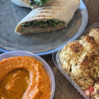 Falafel Wrap, cauliflower and red pepper hummus.   at HANDHELDZ in Bethlehem