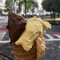 Mango lassi, salted caramel and milk chocolate  at Vegestacja in Warsaw