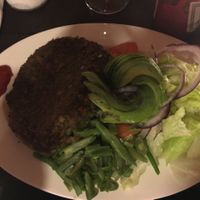 vegan bunless burger at Amerindia in Puerto Natales