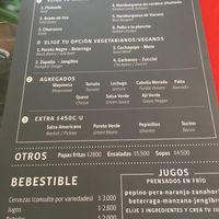 Menú  at Amerindia in Puerto Natales