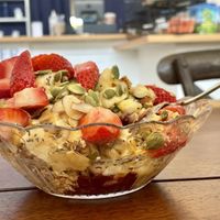 Love bowl sub bee pollen for strawberries  at Karma Juice Bar and Eatery in St Petersburg