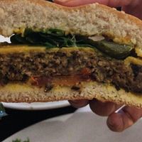 inside burger- so juicy at Janine Loves Sunday in Paris