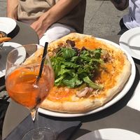 large pizza menu at Janine Loves Sunday in Paris