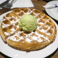 Gaufre w/pistachio ice-cream at Janine Loves Sunday in Paris
