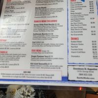 Menu at A1A Burrito Works Taco Shop in St Augustine
