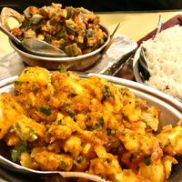 Aloo Gobhi, Bhindi Masala (Okra) at Delhi Palace in Flagstaff