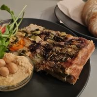 Veggie cake and croissant at Cafe Neue Liebe in Berlin