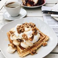Caramel waffle! at Cafe Neue Liebe in Berlin